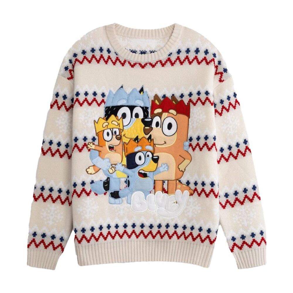 Bluey Unisex Adult Character Christmas Sweater / Beige